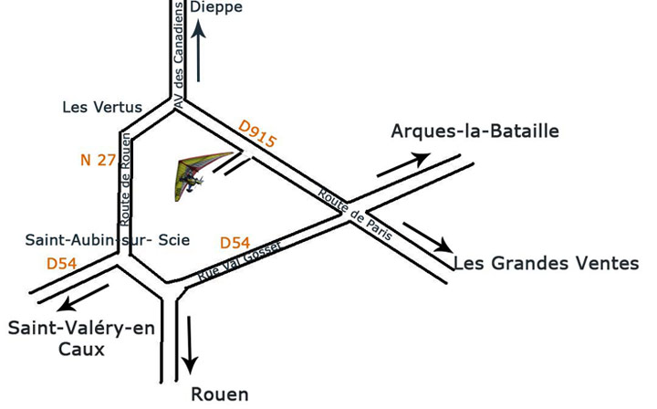 plan d'accès aérodrome dieppe Saint Aubin